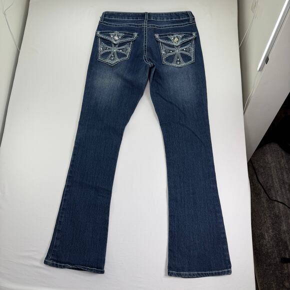 Vintage y2k Mudd Women's Bootcut Jeans Size 11 Embellished Rhinestones Pockets - Picture 5 of 9